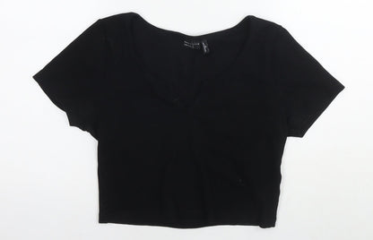 Womens UK Size 14 ASOS Black Cropped T-Shirt