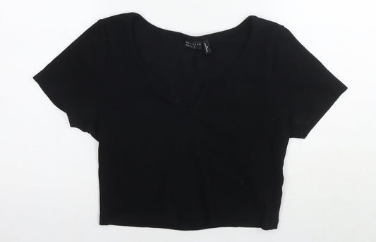 Womens UK Size 14 ASOS Black Cropped T-Shirt