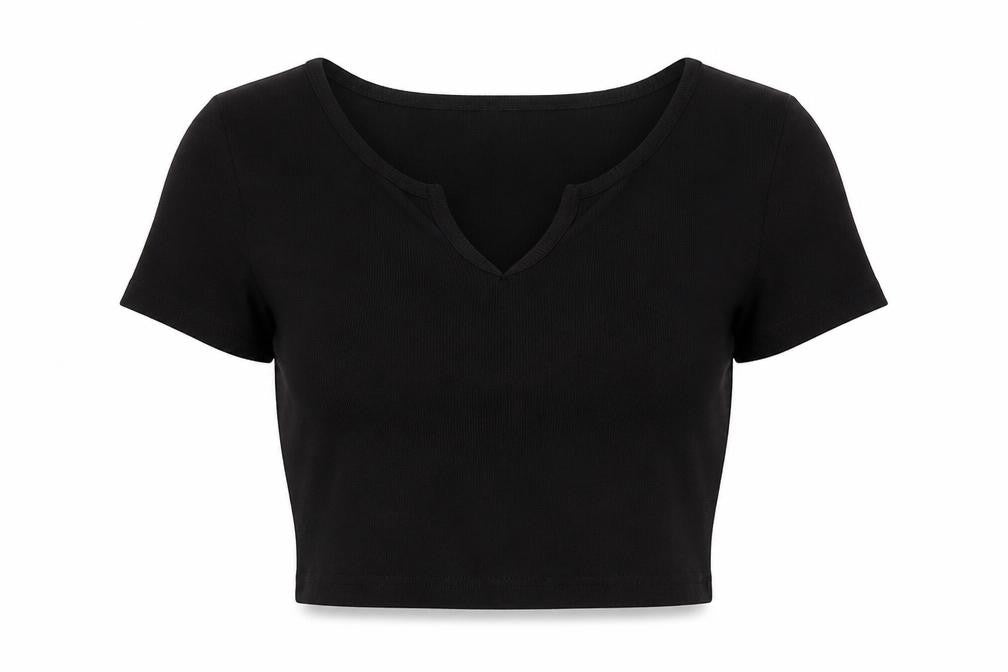Womens UK Size 14 ASOS Black Cropped T-Shirt