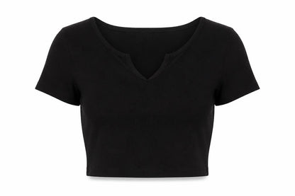Womens UK Size 14 ASOS Black Cropped T-Shirt