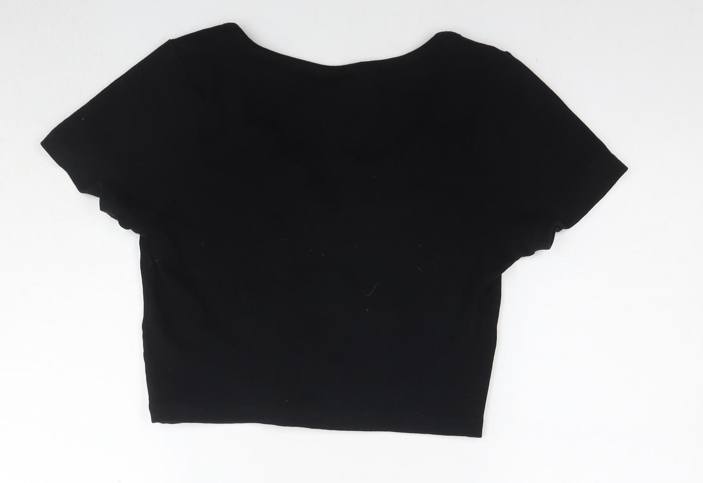 Womens UK Size 14 ASOS Black Cropped T-Shirt
