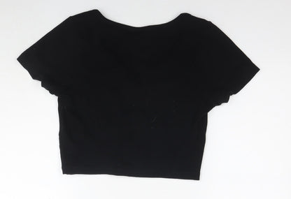 Womens UK Size 14 ASOS Black Cropped T-Shirt