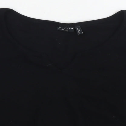 Womens UK Size 14 ASOS Black Cropped T-Shirt