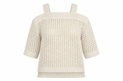 Marks & Spencer Womens Beige Square Neck Acrylic Pullover Jumper Size S - Cold Shoulder