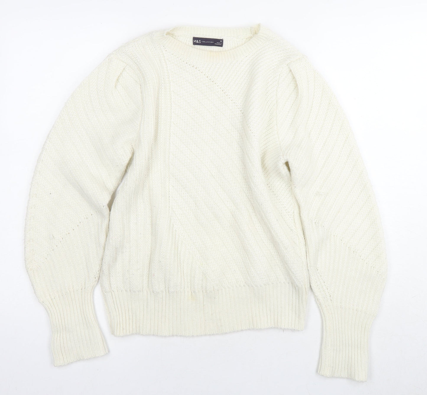 Womens UK Size 10 Marks and Spencer White Pullover Jumper