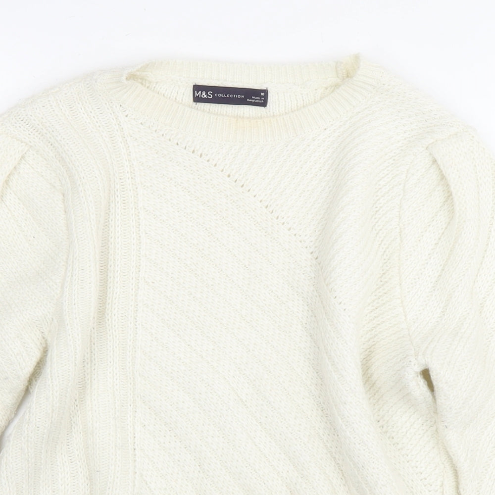 Womens UK Size 10 Marks and Spencer White Pullover Jumper