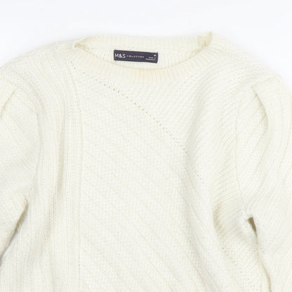 Womens UK Size 10 Marks and Spencer White Pullover Jumper