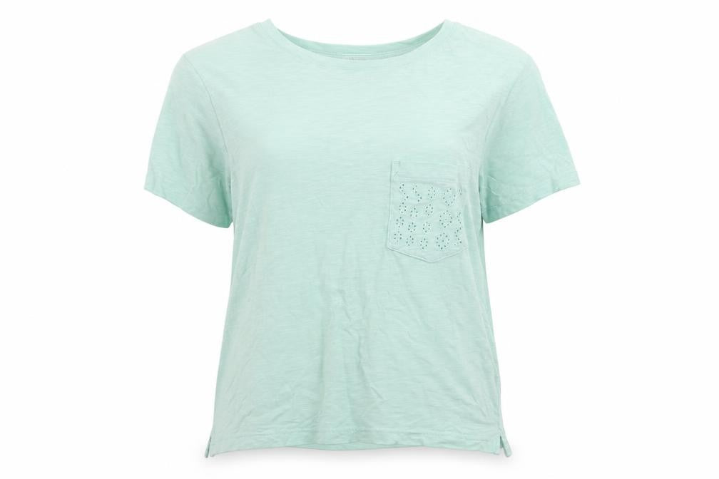 Marks & Spencer Womens Blue Cotton Basic T-Shirt Size 12 Round Neck