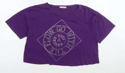 Womens UK Size 12 River Island Purple Cropped T-Shirt