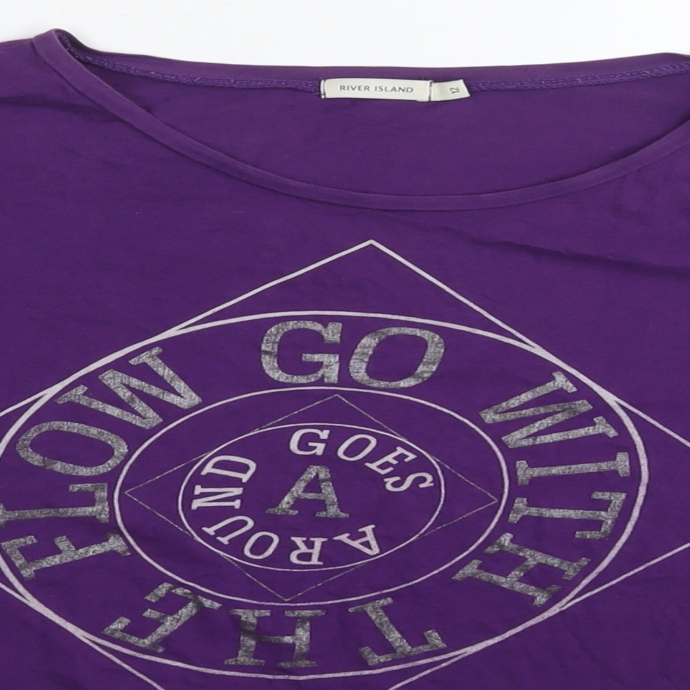 Womens UK Size 12 River Island Purple Cropped T-Shirt