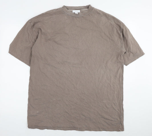 Topshop Womens Brown Cotton T-Shirt Dress Size S Round Neck Pullover