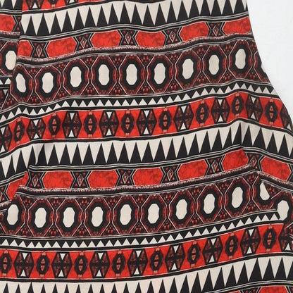 H&M Womens Red Geometric Polyester Tank Dress Size 16 Round Neck Pullover