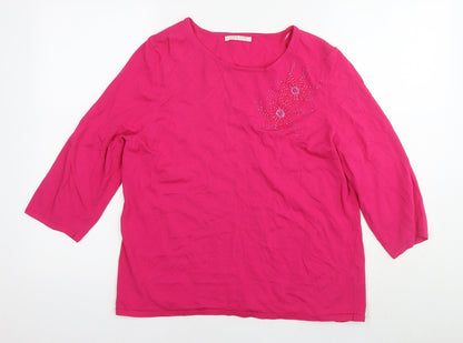 Womens UK Size XL Anna Rose Pink Basic Blouse