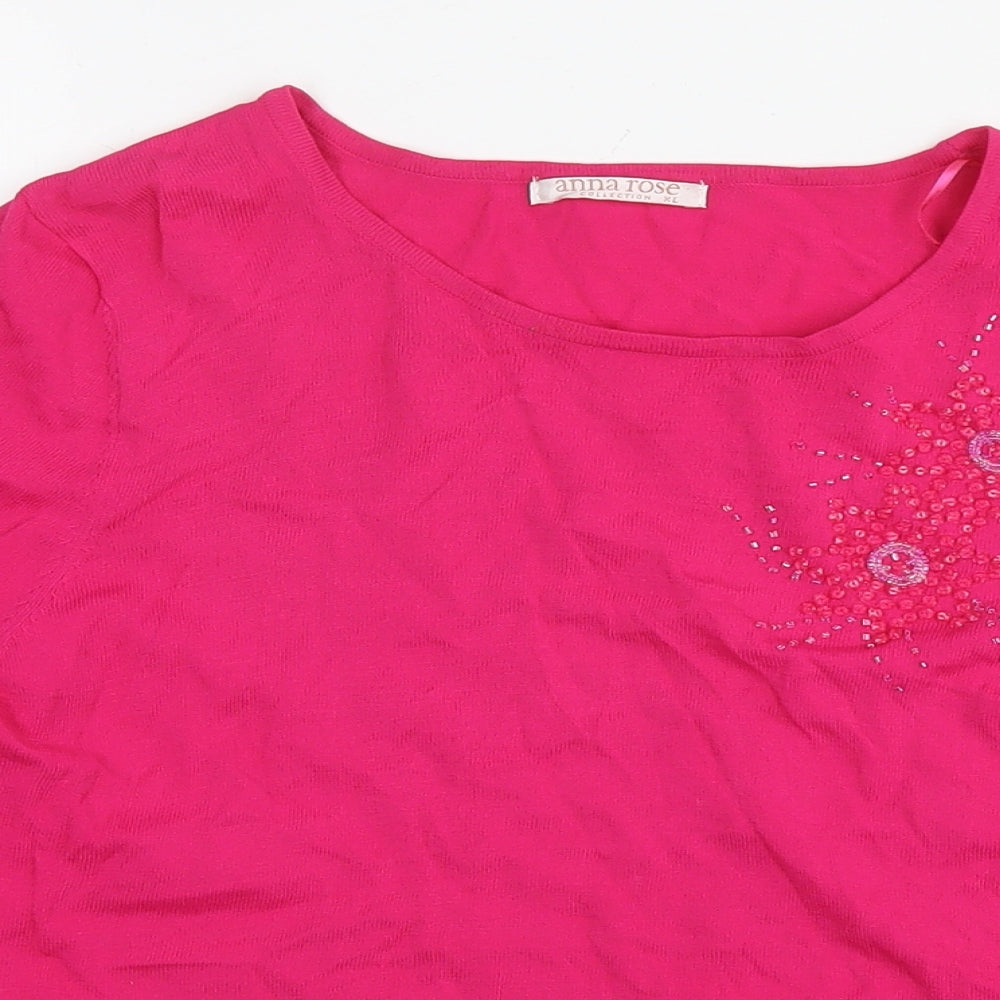 Womens UK Size XL Anna Rose Pink Basic Blouse