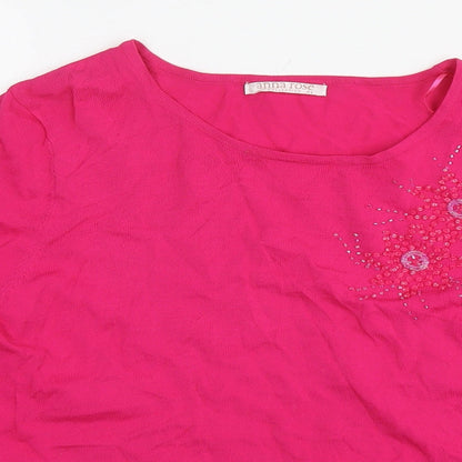 Womens UK Size XL Anna Rose Pink Basic Blouse