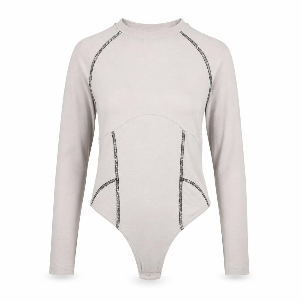 Womens UK Size 10 PRETTYLITTLETHING One-Piece Beige Bodysuit