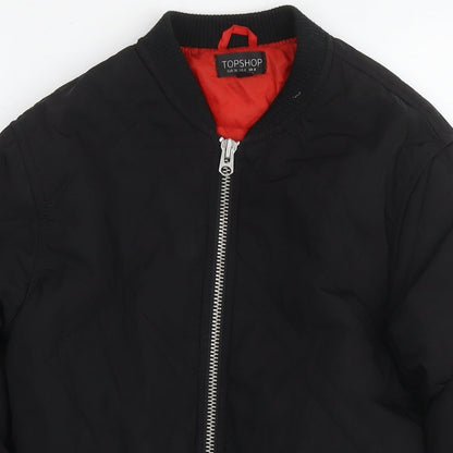 Womens UK Size 8 Topshop Black Quilted Coat