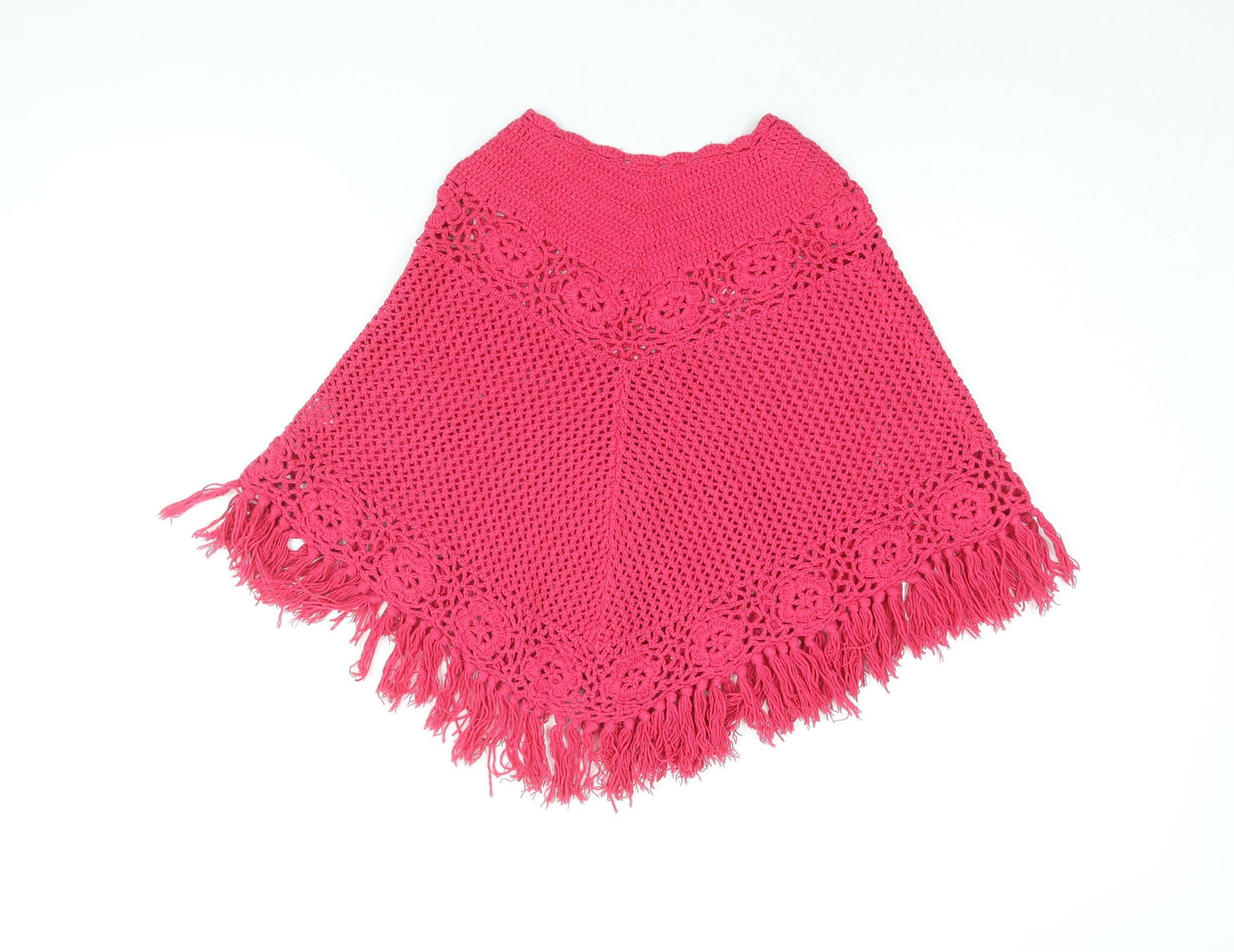 Gap Girls Pink Acrylic Basic T-Shirt Size 6-7 Years Boat Neck Pullover - Poncho