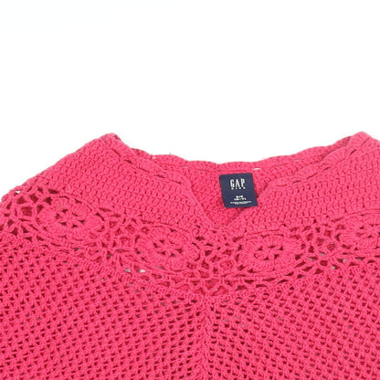 Gap Girls Pink Acrylic Basic T-Shirt Size 6-7 Years Boat Neck Pullover - Poncho