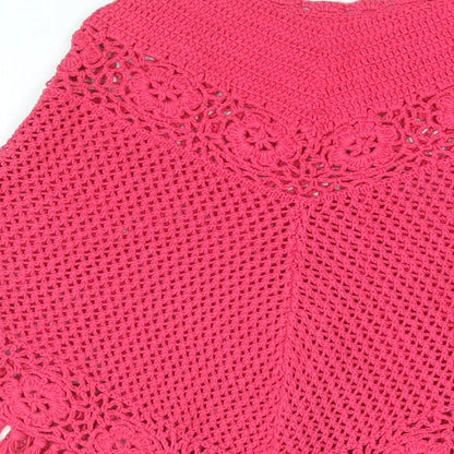 Gap Girls Pink Acrylic Basic T-Shirt Size 6-7 Years Boat Neck Pullover - Poncho