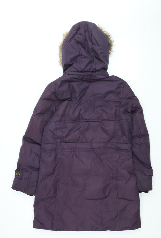 Hawke & Co Womens Purple Overcoat Coat Size S Zip