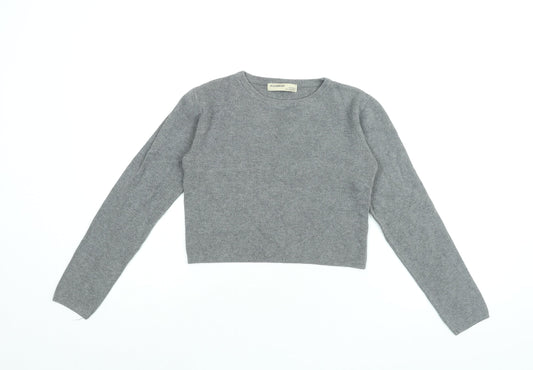 Womens UK Size M Pull&Bear Grey Cropped T-Shirt