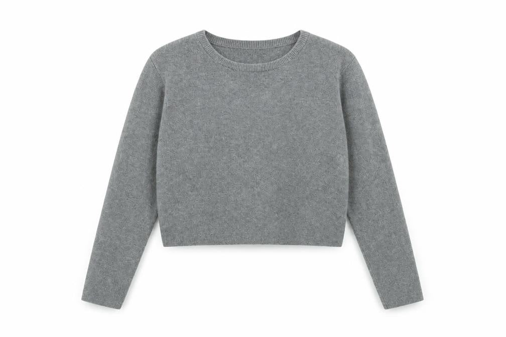 Womens UK Size M Pull&Bear Grey Cropped T-Shirt
