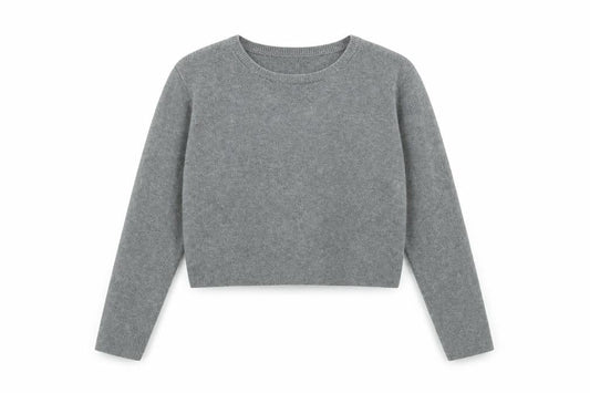 Womens UK Size M Pull&Bear Grey Cropped T-Shirt