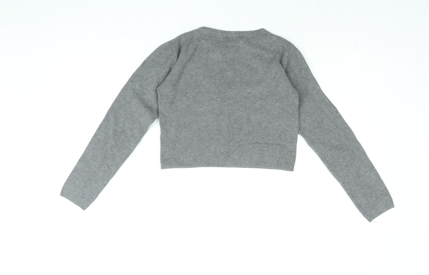 Womens UK Size M Pull&Bear Grey Cropped T-Shirt