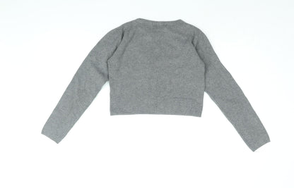 Womens UK Size M Pull&Bear Grey Cropped T-Shirt