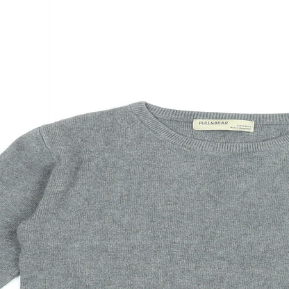 Womens UK Size M Pull&Bear Grey Cropped T-Shirt