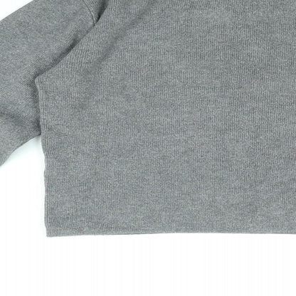Womens UK Size M Pull&Bear Grey Cropped T-Shirt