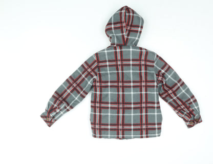 Lee Cooper Boys Grey Plaid Polyester Full Zip Hoodie Size 8 Years Zip