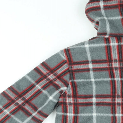 Lee Cooper Boys Grey Plaid Polyester Full Zip Hoodie Size 8 Years Zip