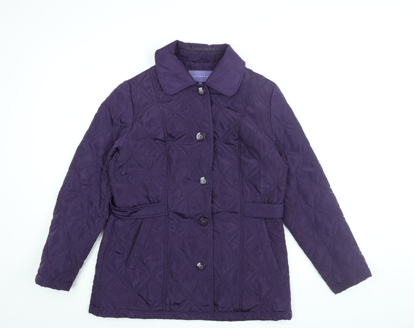 Autonomy Womens Purple Quilted Coat Size 14 Button