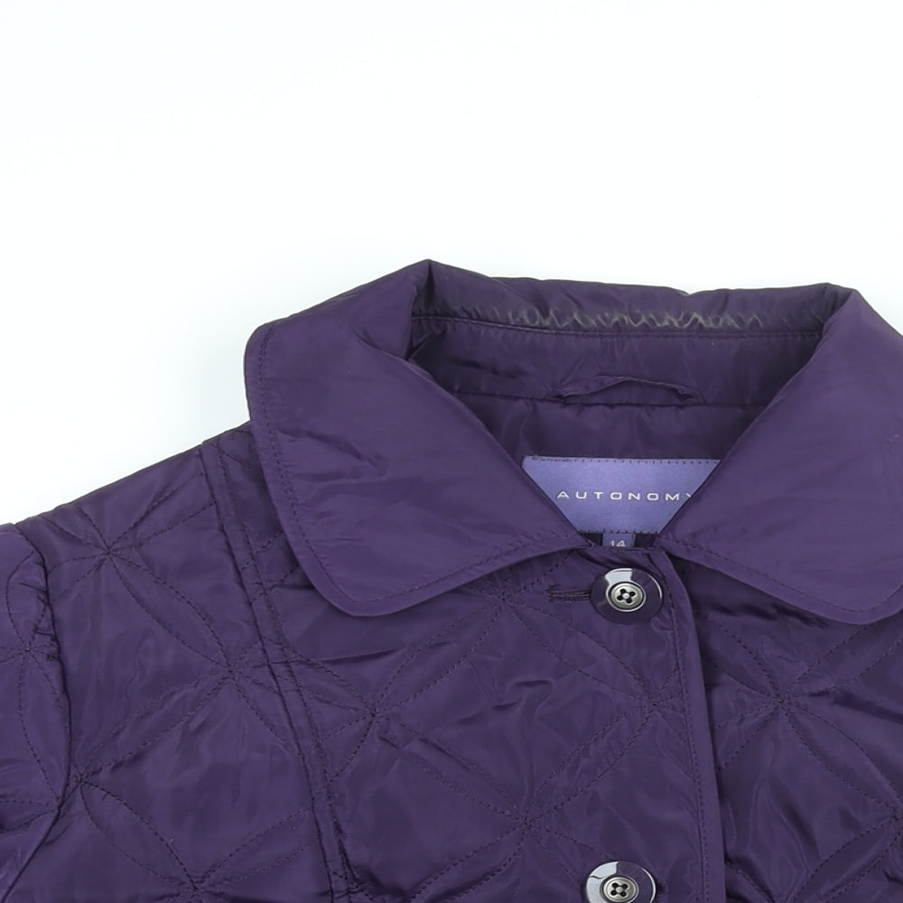 Autonomy Womens Purple Quilted Coat Size 14 Button