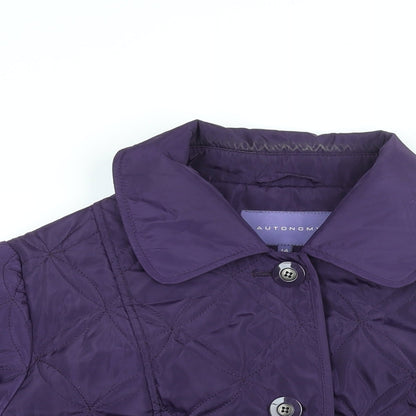 Autonomy Womens Purple Quilted Coat Size 14 Button