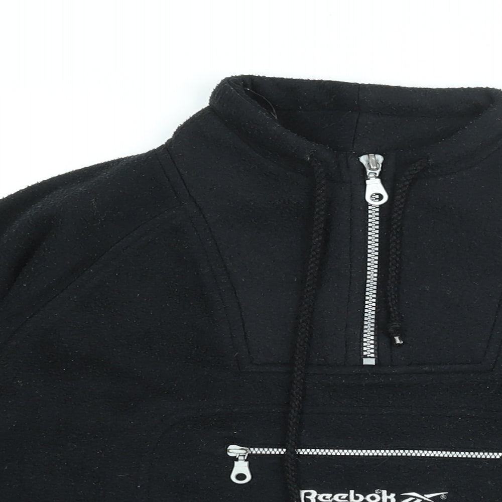 Reebok Womens Black Polyester Pullover Sweatshirt Size 10 Zip - Reebok Classic Apparel