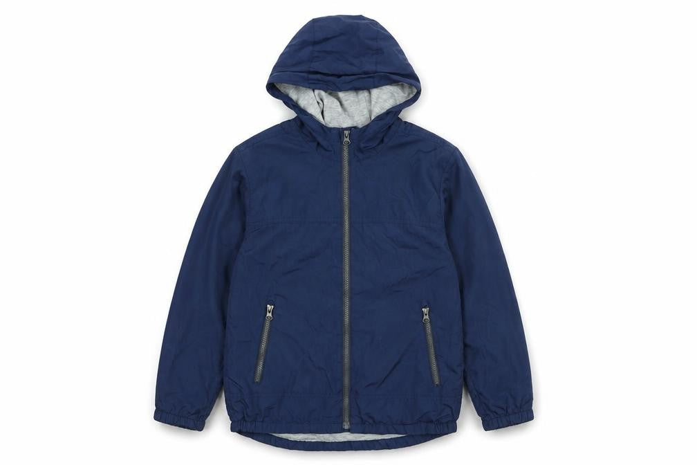 Front view of Gap boys’ blue jacket, size M, zip