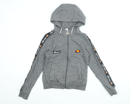 ellesse Womens Grey Cotton Full Zip Hoodie Size 6 Zip
