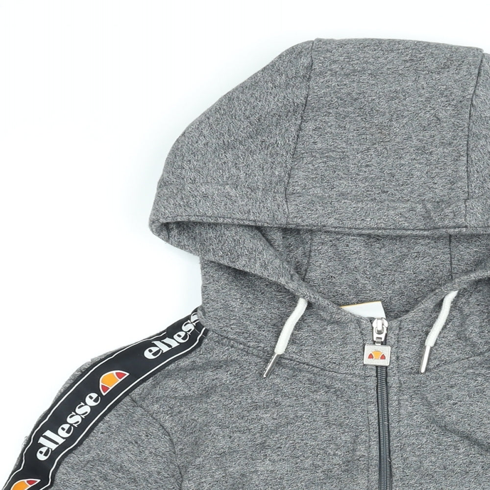 ellesse Womens Grey Cotton Full Zip Hoodie Size 6 Zip