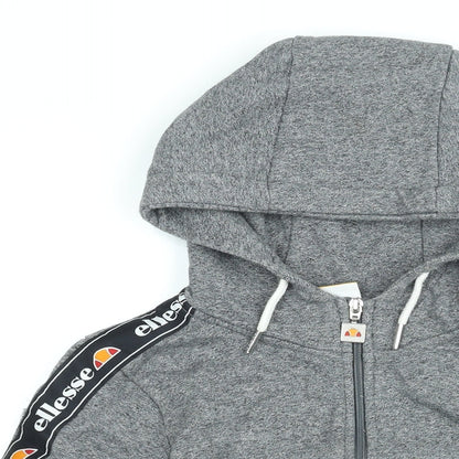 ellesse Womens Grey Cotton Full Zip Hoodie Size 6 Zip