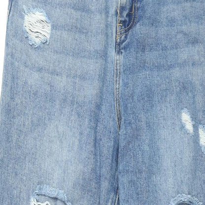 See See Paris Womens Blue Cotton Straight Jeans Size 12 L32 in Regular Zip