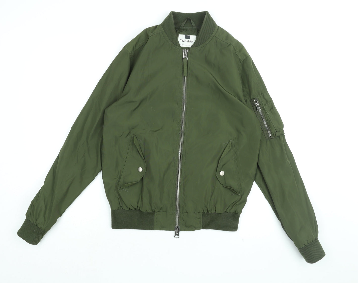 Mens UK Size XS Topman Green Bomber Jacket
