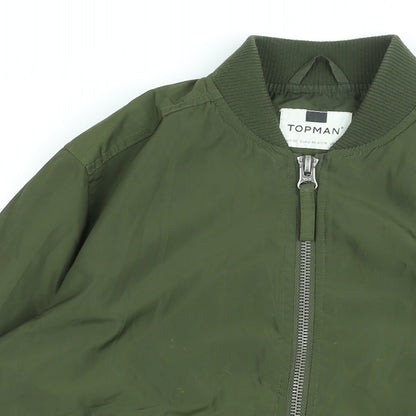 Mens UK Size XS Topman Green Bomber Jacket
