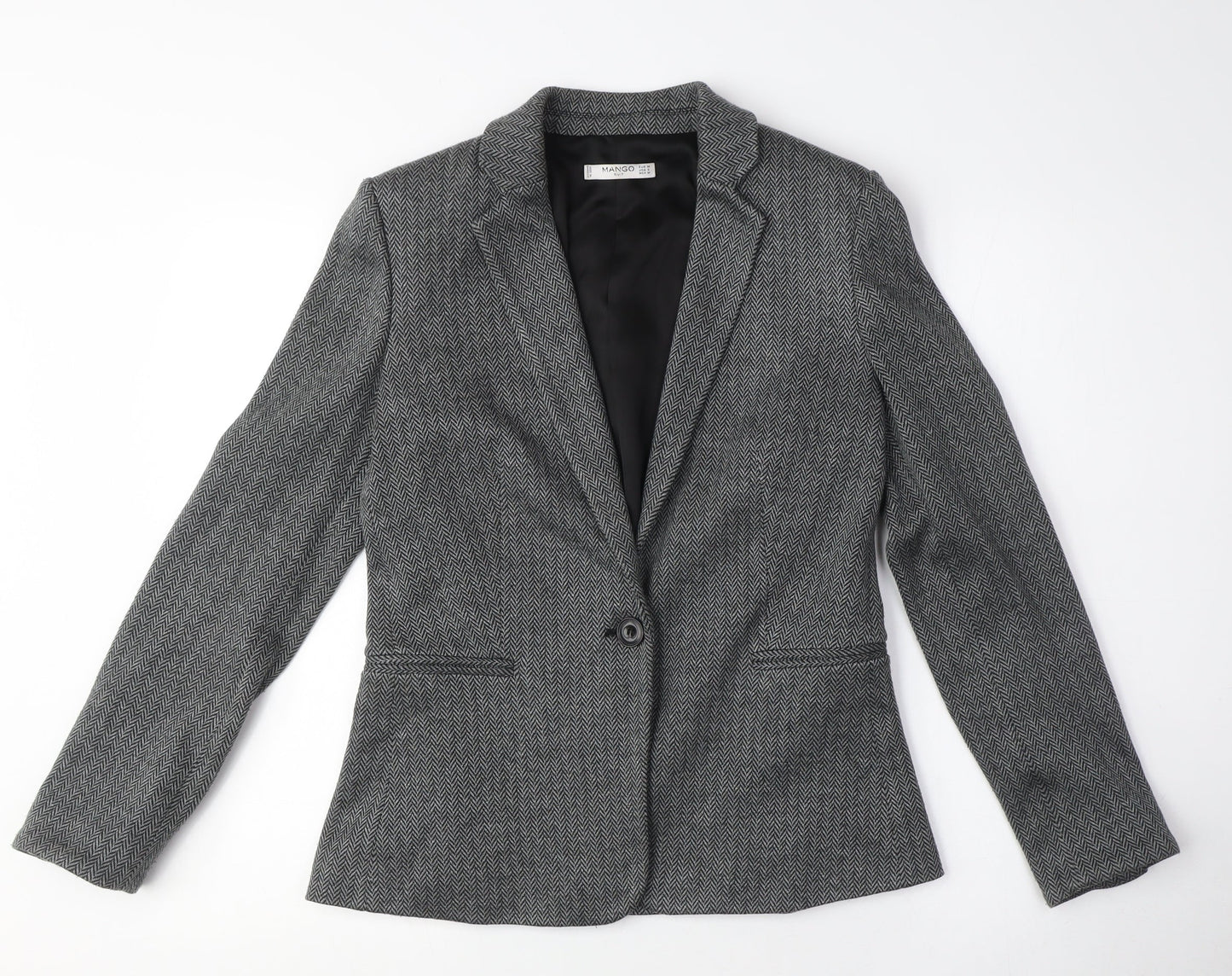 Mango Women's Grey Wool Blend Blazer Size 12
