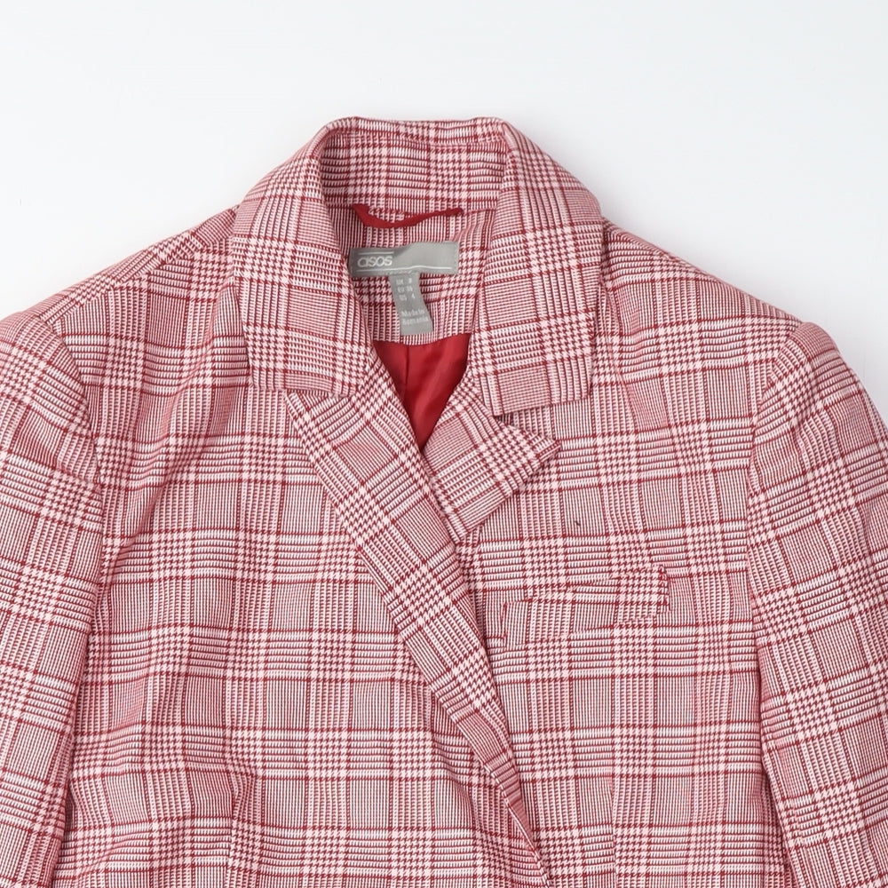 ASOS Women’s Red Plaid Double-Breasted Jacket UK 12