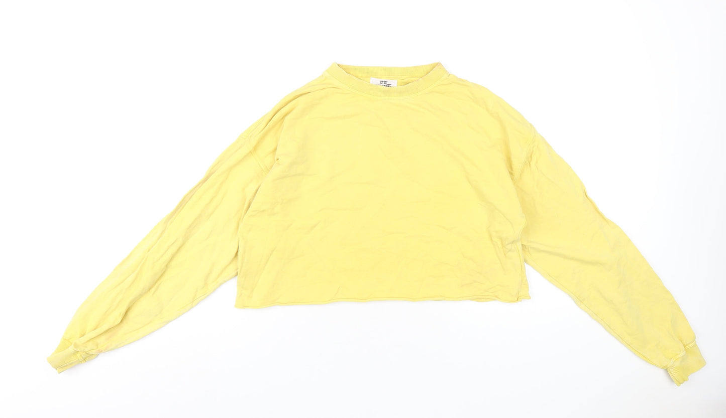 Womens UK Size M Pull&Bear Yellow Pullover Sweatshirt