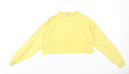 Womens UK Size M Pull&Bear Yellow Pullover Sweatshirt