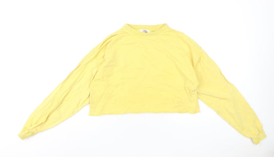 Womens UK Size M Pull&Bear Yellow Pullover Sweatshirt